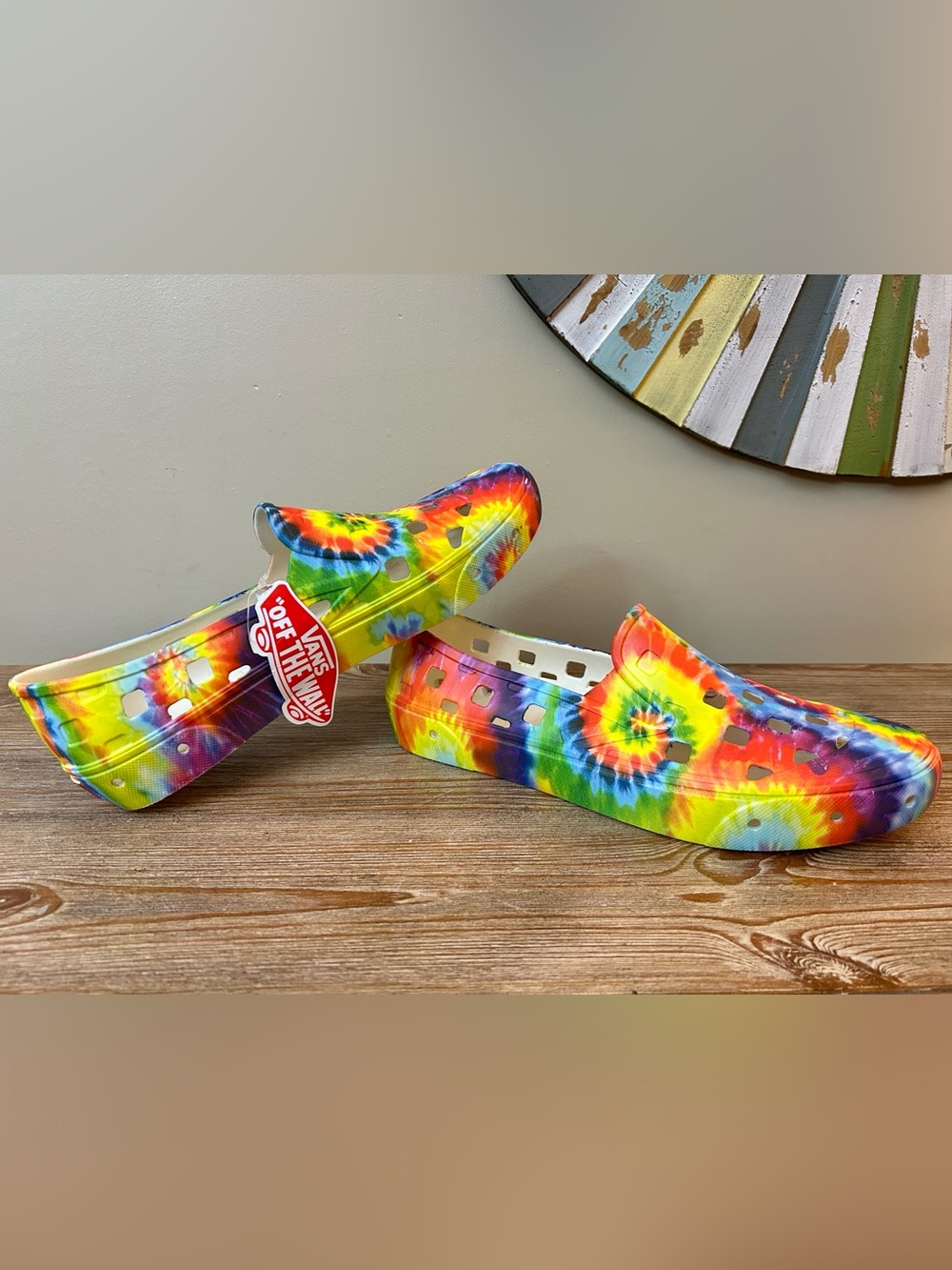 Vans Slip-On TRK Water Shoes Tie Dye Rainbow Clogs Men’s 11 Women’s 12.5 NWT